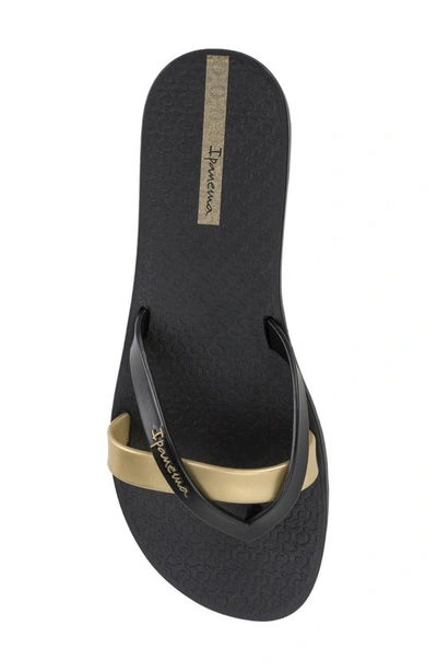 Ipanema 'kirei Silk' Flip Flop In Black/gold