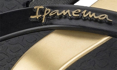 Ipanema 'kirei Silk' Flip Flop In Black/gold