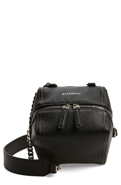Shop Givenchy Mini Pandora Leather Crossbody Bag In Black