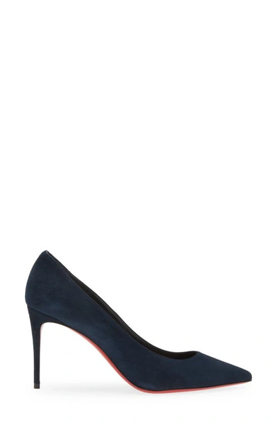 Christian Louboutin Kate Suede Red Sole Classic Pumps In Marine