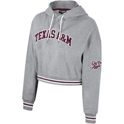 Shop The Wild Collective Heather Gray Texas A&m Aggies Cropped Shimmer Pullover Hoodie