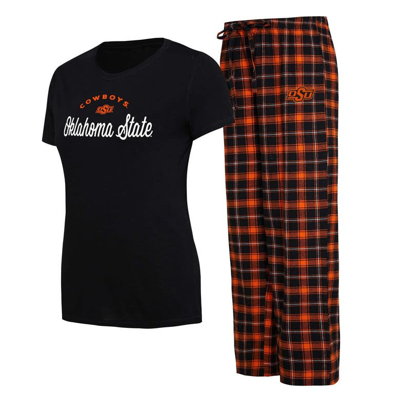 Shop Concepts Sport Black/orange Oklahoma State Cowboys Arctic T-shirt & Flannel Pants Sleep Set