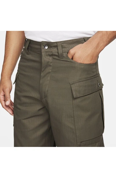 Shop Nike Life Herringbone Cargo Pants In Cargo Khaki/ Cargo Khaki