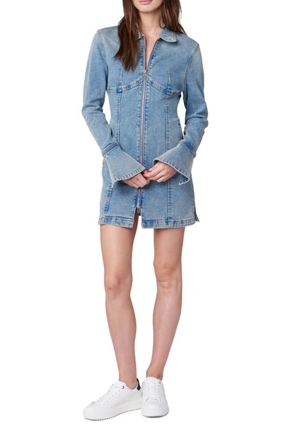 Shop Blanknyc Long Sleeve Organic Cotton Denim Zip-up Minidress In Smooth Talker