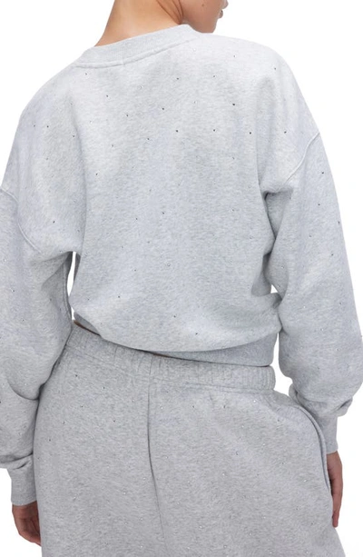 Good American Crystal Embellished Sweatshirt In Heather Grey001