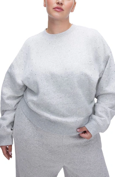 Good American Crystal Embellished Sweatshirt In Heather Grey001
