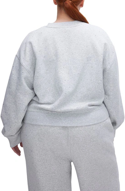 Good American Crystal Embellished Sweatshirt In Heather Grey001