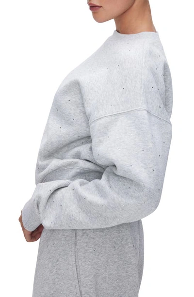 Good American Crystal Embellished Sweatshirt In Heather Grey001