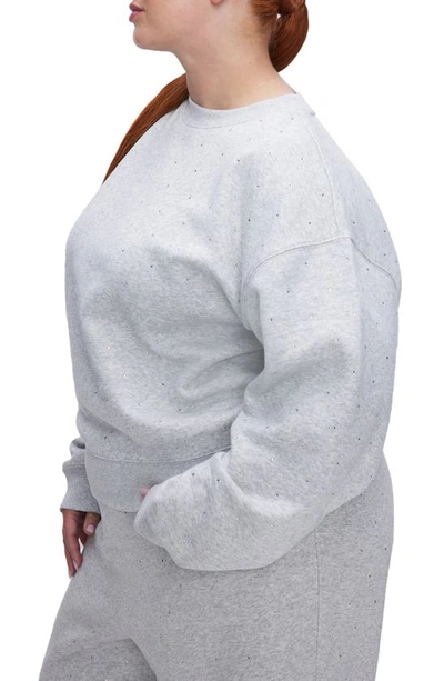 Good American Crystal Embellished Sweatshirt In Heather Grey001