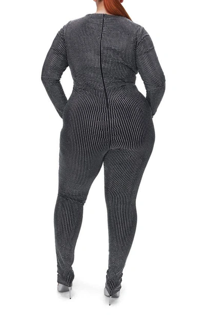 Shop Good American Cystal Long Sleeve Jumpsuit In Black001