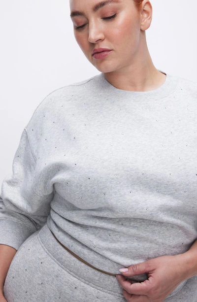 Good American Crystal Embellished Sweatshirt In Heather Grey001
