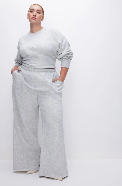 Good American Crystal Embellished Sweatshirt In Heather Grey001