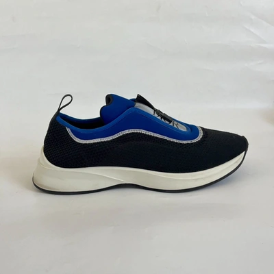Pre-owned Dior Blue And Black Mesh And Neoprene B25 Low-top Mens Sneakers