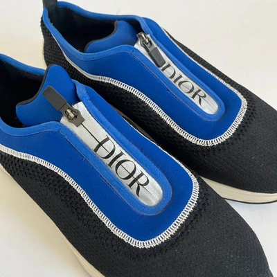 Pre-owned Dior Blue And Black Mesh And Neoprene B25 Low-top Mens Sneakers