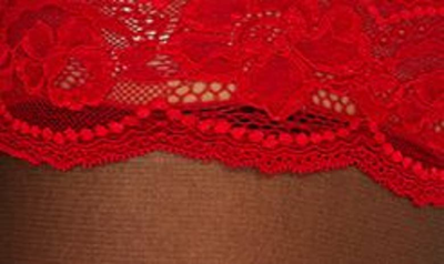 Shop Hunkemoller Effie Fancy Lace Thigh High Stockings In Tango Red