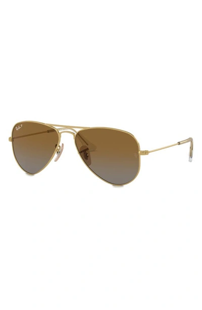 Ray Ban Ray-ban Kids' Junior 50mm Polarized Gradient Aviator Sunglasses In Gold Flash