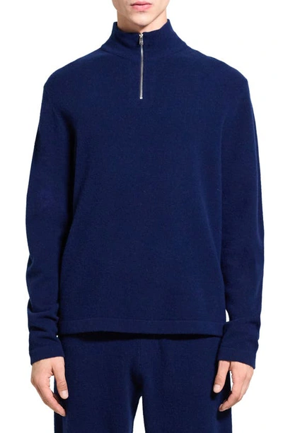 Shop Theory Geder Quarter Zip Wool Sweater In Blueberry