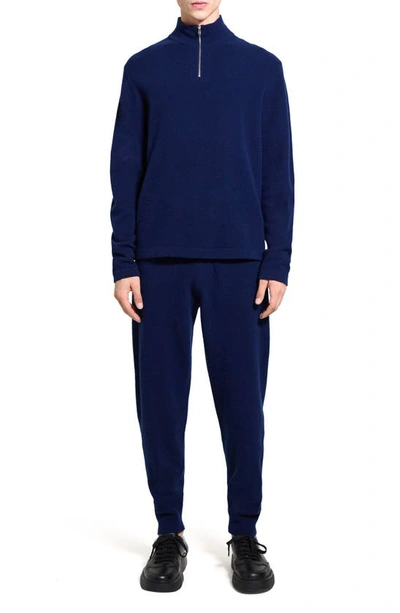 Theory Geder Quarter Zip Wool Sweater In Blueberry
