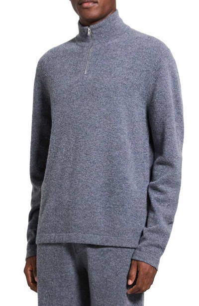 Shop Theory Geder Quarter Zip Wool Sweater In Graphite