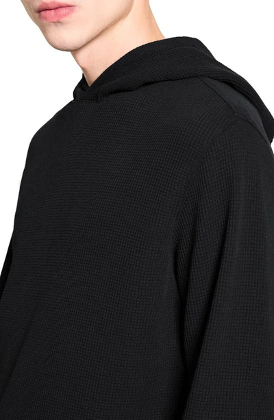Shop Theory Mattis Waffle Knit Organic Cotton Blend Hoodie In Black