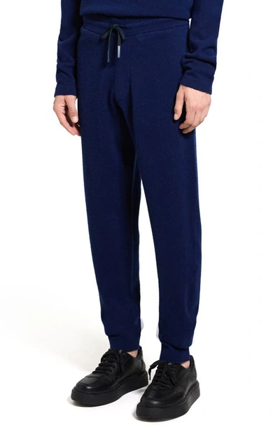 Shop Theory Alcos Merino Wool Blend Drawstring Pants In Blueberry