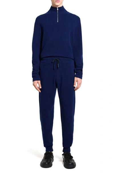 Shop Theory Alcos Merino Wool Blend Drawstring Pants In Blueberry