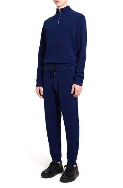 Shop Theory Alcos Merino Wool Blend Drawstring Pants In Blueberry