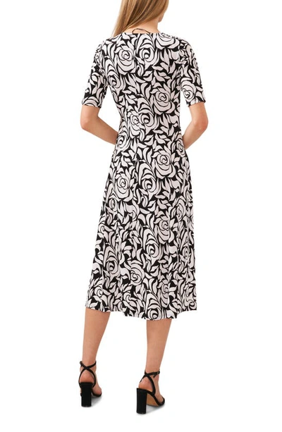 Shop Chaus Print Faux Wrap Midi Dress In Black/ White