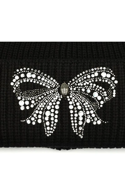 Shop Kurt Geiger London Crystal Bow Beanie In Black