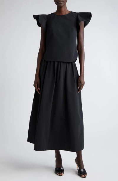 Shop Akris Punto Techno Taffeta Midi Skirt In Black