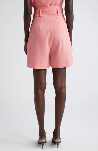 Shop Akris Punto Fiorellina High Waist Belted Shorts In Flamingo