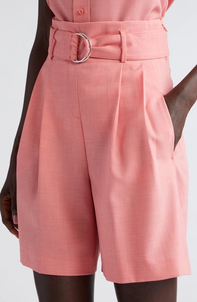 Akris Punto Fiorellina Belted Techno Crepe Bermuda Shorts In Flamingo