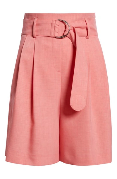 Akris Punto Fiorellina Belted Techno Crepe Bermuda Shorts In Flamingo