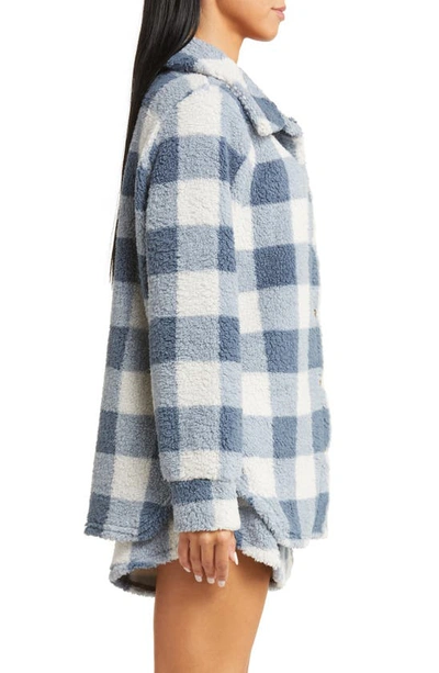 Shop Honeydew Intimates Cozy Night Fleece Short Pajamas In Peppermint Check