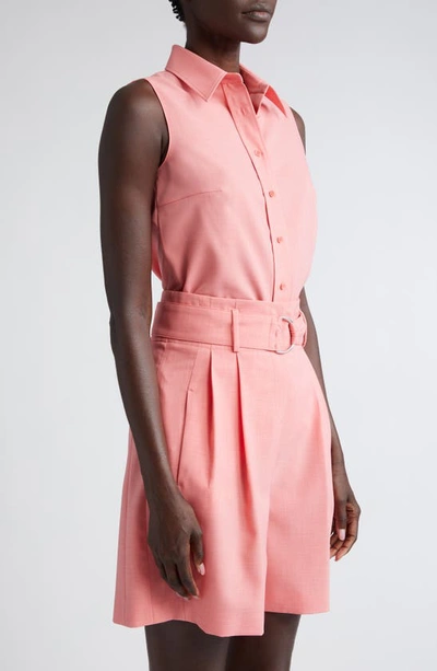 Shop Akris Punto Sleeveless Button-up Shirt In Flamingo