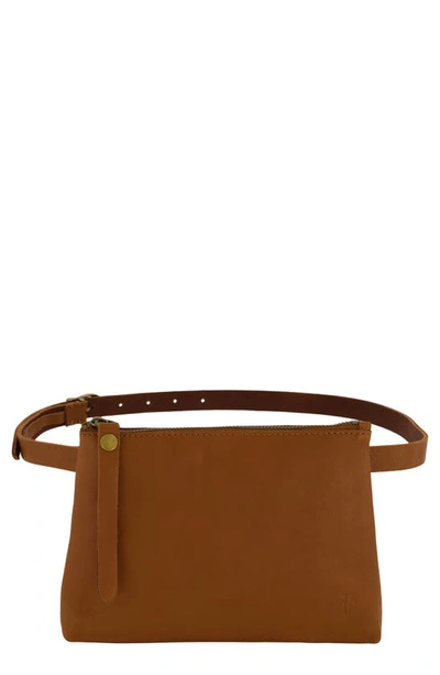 Shop Frye Zip Top Leather Belt Bag In Tan