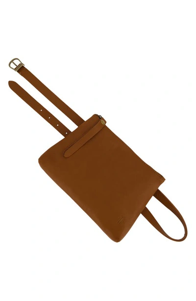 Shop Frye Zip Top Leather Belt Bag In Tan