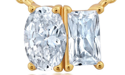 Crislu Oval & Baguette Cubic Zirconia Pendant Necklace In Gold
