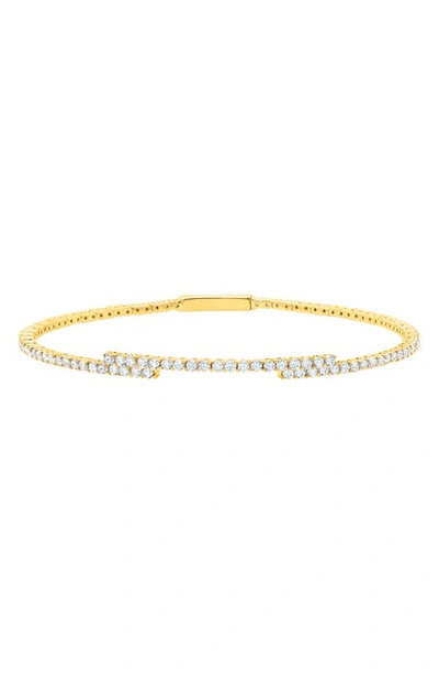 Shop Crislu Cubic Zirconia Regal Flex Bangle Bracelet In Gold