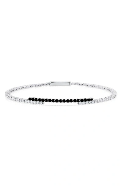 Shop Crislu Cubic Zirconia Regal Flex Bangle Bracelet In Black Silver