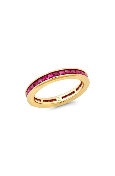 Shop Crislu Square Princess Cut Cubic Zirconia Stacking Ring In Ruby