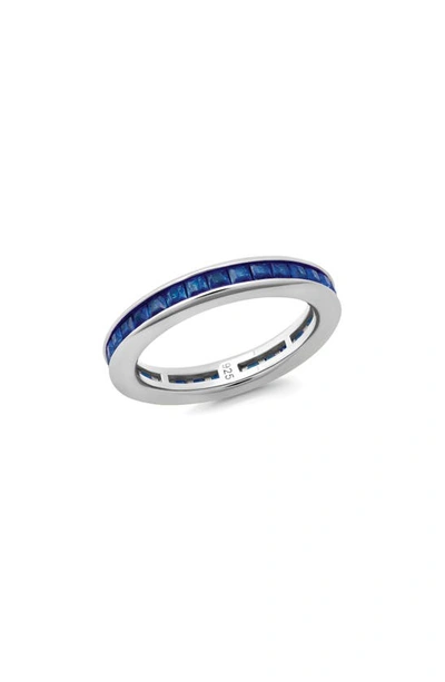 Shop Crislu Square Princess Cut Cubic Zirconia Stacking Ring In Sapphire