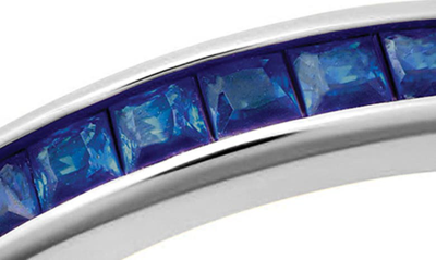 Shop Crislu Square Princess Cut Cubic Zirconia Stacking Ring In Sapphire