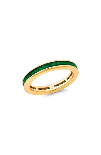 Shop Crislu Square Princess Cut Cubic Zirconia Stacking Ring In Emerald