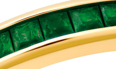 Crislu Square Princess Cut Cubic Zirconia Stacking Ring In Emerald