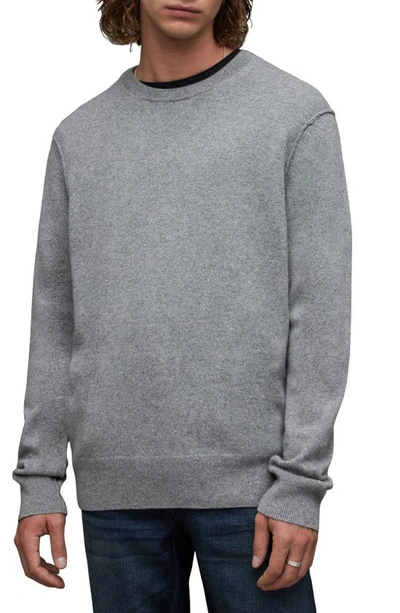 Shop Allsaints Finn Cashmere & Wool Crewneck Sweater In Grey Marl