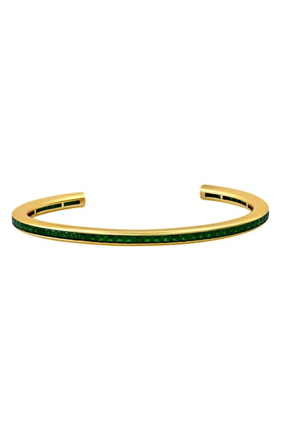 Shop Crislu Cubic Zirconia Cuff Bracelet In Emerald
