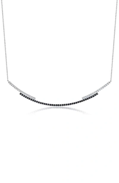 Shop Crislu Cubic Zirconia Regal Long Bar Necklace In Black