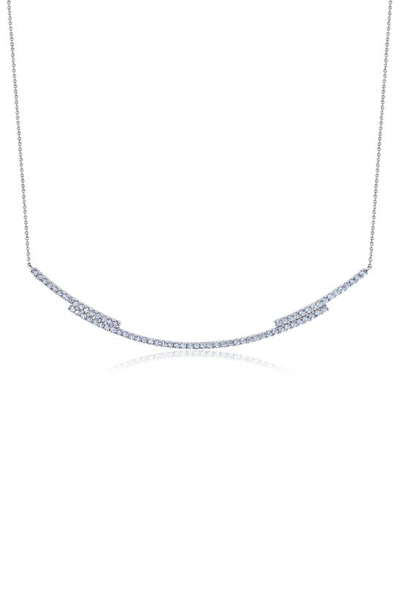 Shop Crislu Cubic Zirconia Regal Long Bar Necklace In Silver
