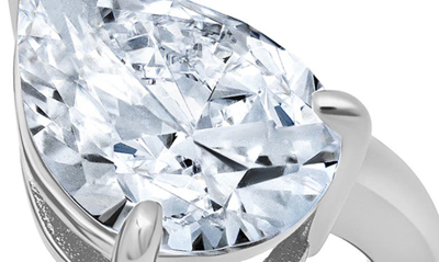 Crislu Up & Down Pear Cut Cubic Zirconia Open Band Ring In Silver